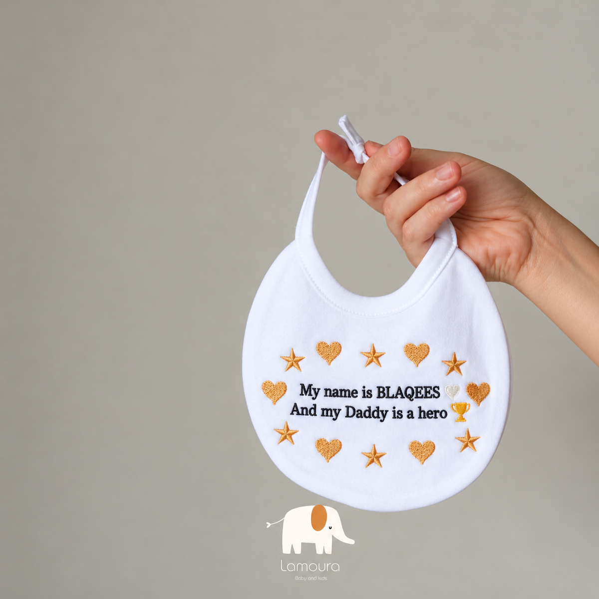 My dad is hero baby bib صدرية الاب البطل