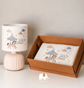 Gift set blue horse design (lamp/ blanket) طقم هدية بتصميم الحصان (بلانكت و إضاءة جانبية(